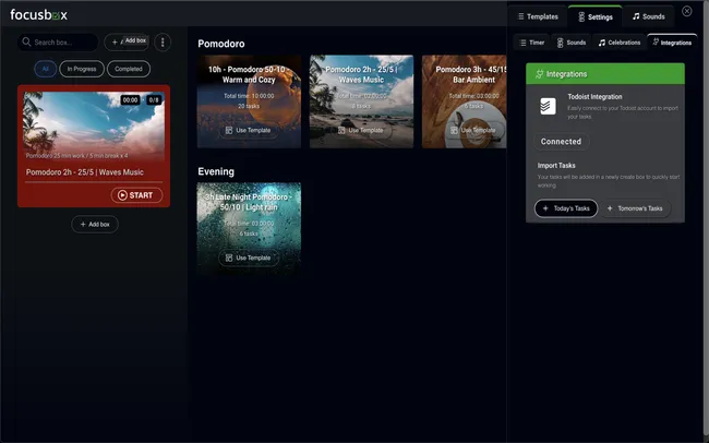Todoist'i FocusBox ile entegre et